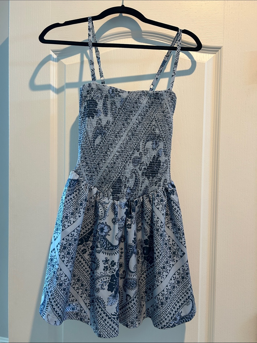 Abercrombie & Fitch Blue Floral Smocked athletic dress built in shorts